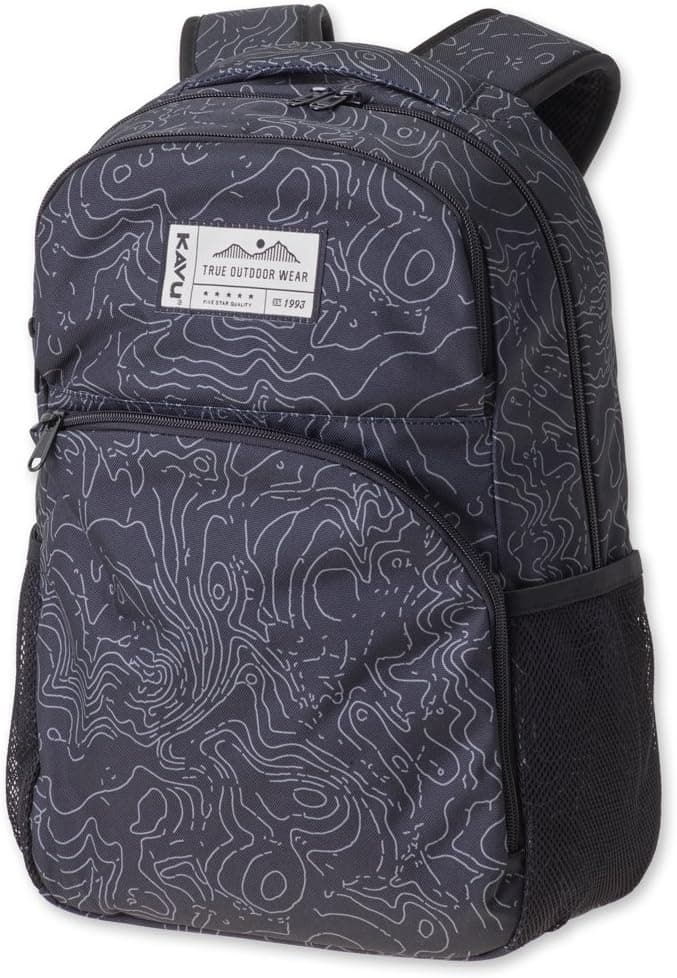 KAVU Packwood Backpack, Black Topo, One Size