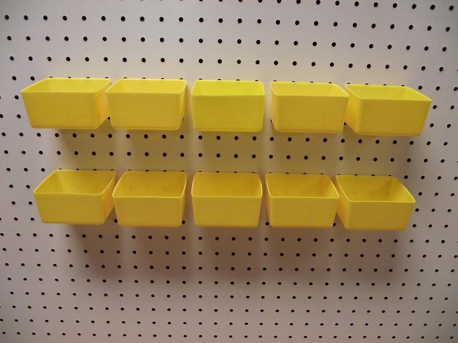 (10 PACK Tool Workbench) Plastic YELLOW PEG BOARD BINS PEGBOARD NOT INCLUDED