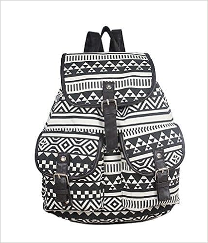 F.Dorla Brand New Vintage Retro Floral Ladies Canvas Bag /School Bag/backpack (Black&white-a)