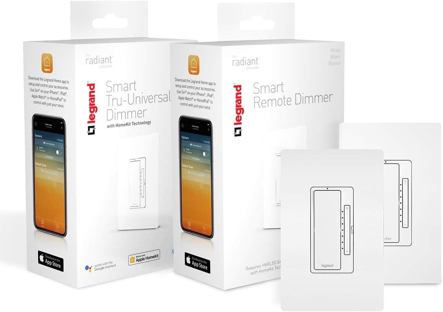 On-Q HKRL5060WH Bundled with HKRL60WH Smart 3 Way Dimmer Light Switch, Works with Apple HomeKit, Alexa & Google Assistant, WiFi, No Hub Required, iOS ONLY, White