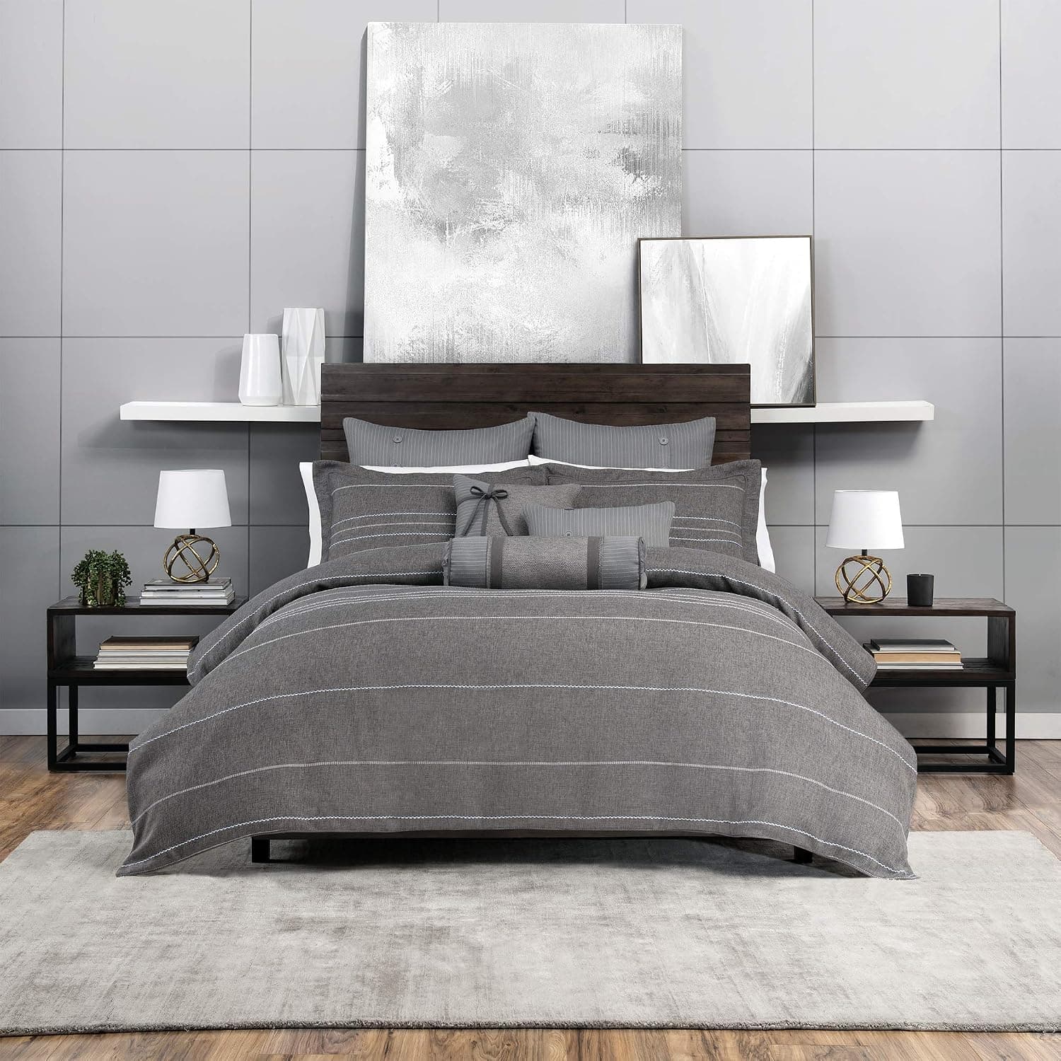 Croscill Siena King Comforter Set, Grey,2A0-014O0-3149/030,3
