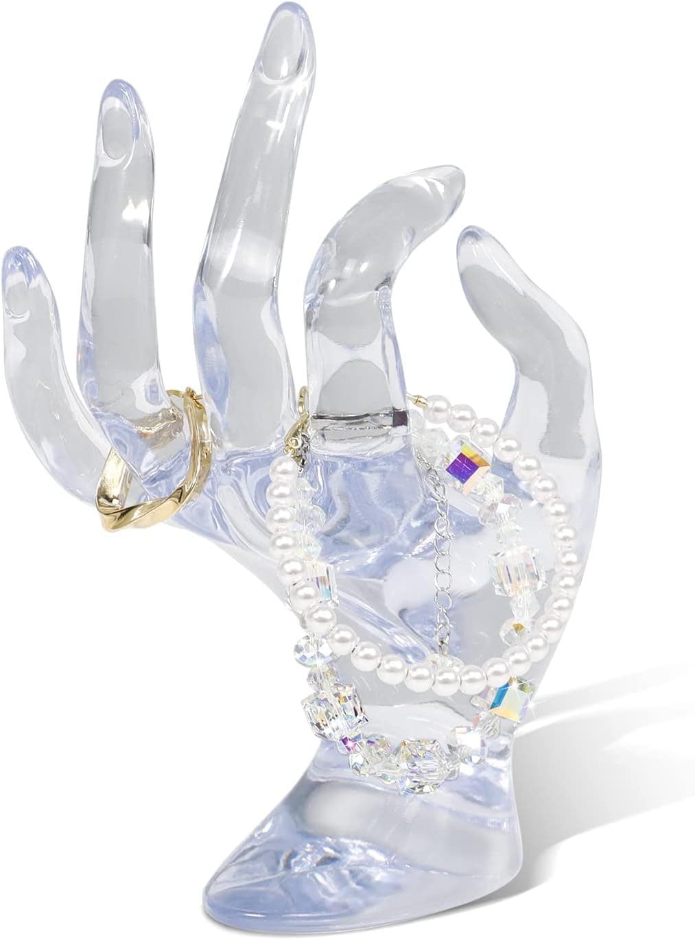 DI QIU REN Hand Form Ring Holder Jewelry Display Holder, Clear Room Decor Aesthetic Bracelet Ring Watch Stand Support Holder Preppy Jewelry Holder for Y2k Room Decor