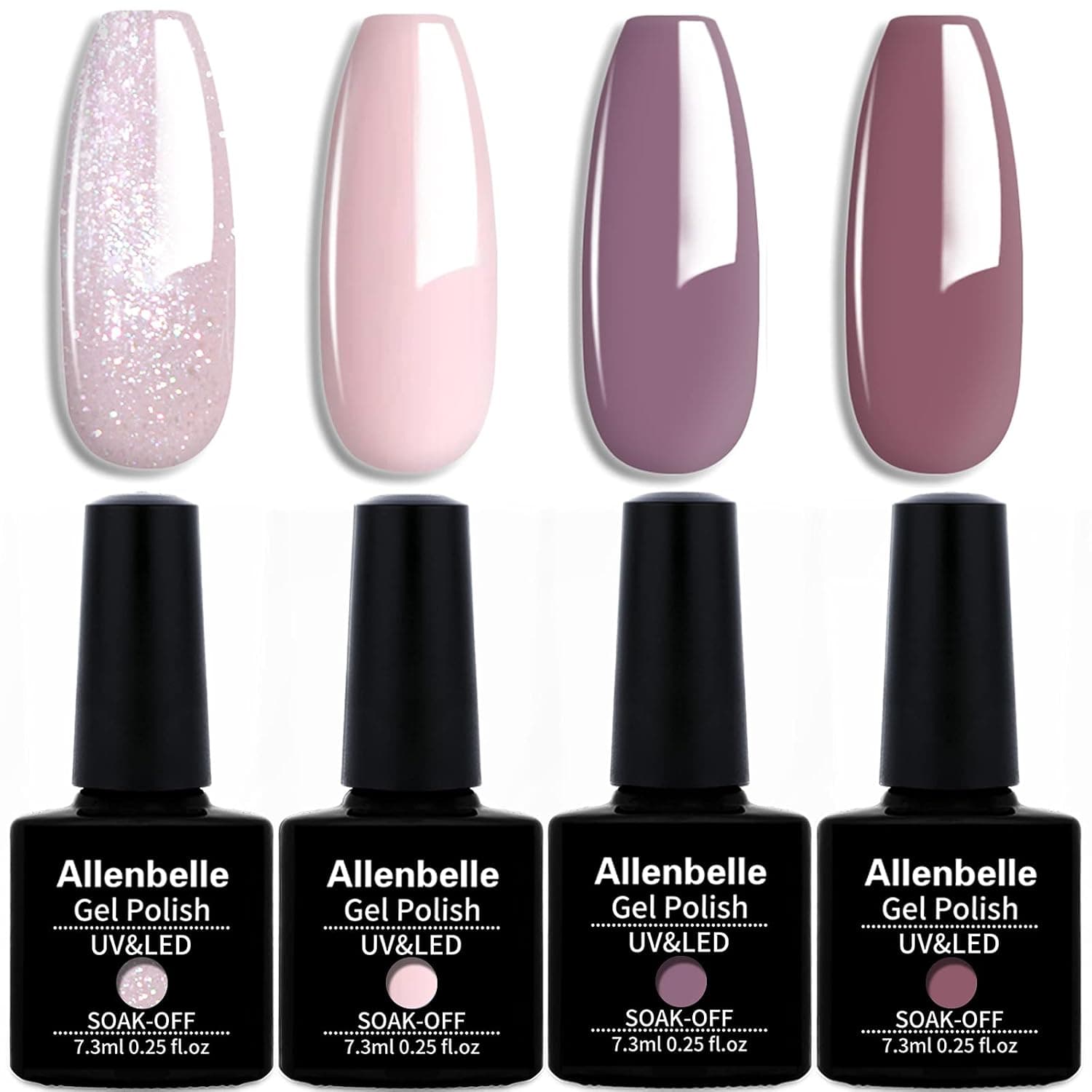 Allenbelle Soak Off Gel Nail Polish UV LED kit of 4pcs 7.3ML 079