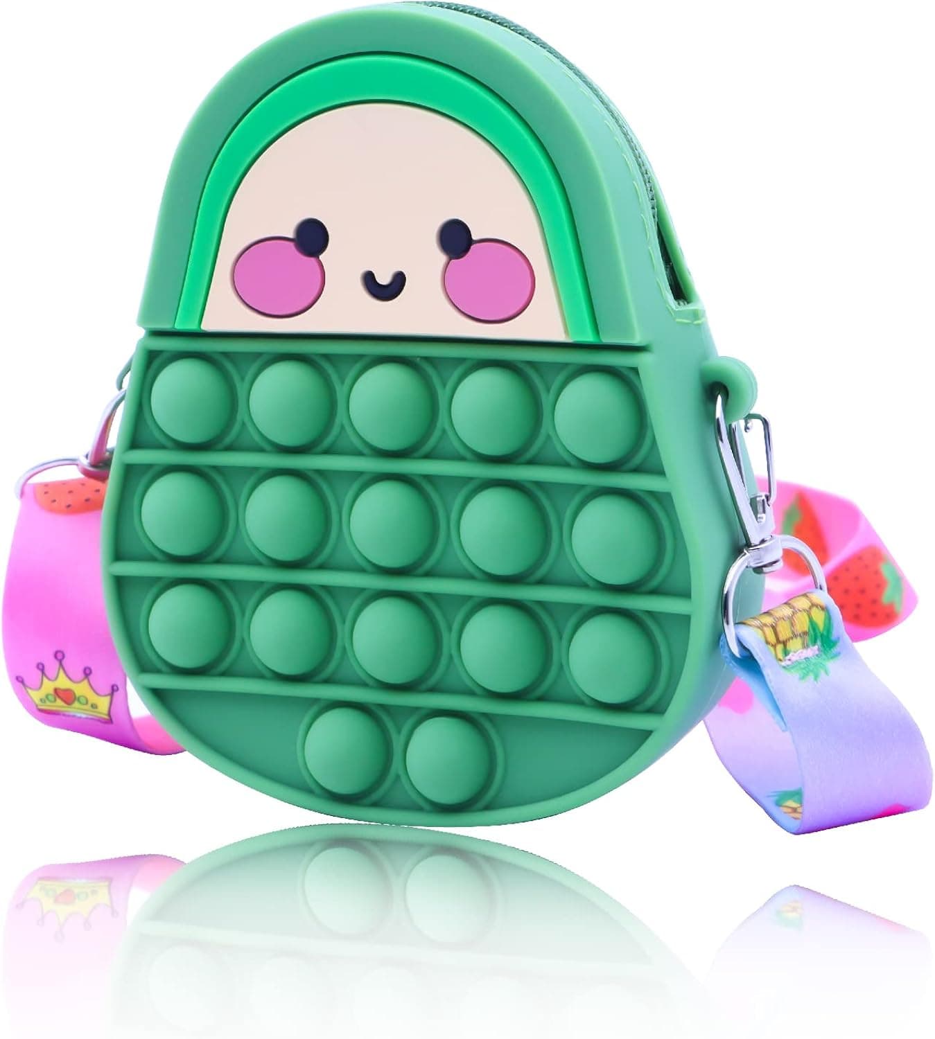 LXSLFY Pop Purse Shoulder Bag Fidget Toy Handbag for Girl Party Favors, Avocado Silicone Pop Crossbody Fidget Bag Bag, Tie-dye Bubble Relief Stress Sensory Christmas Candy Bag Toys
