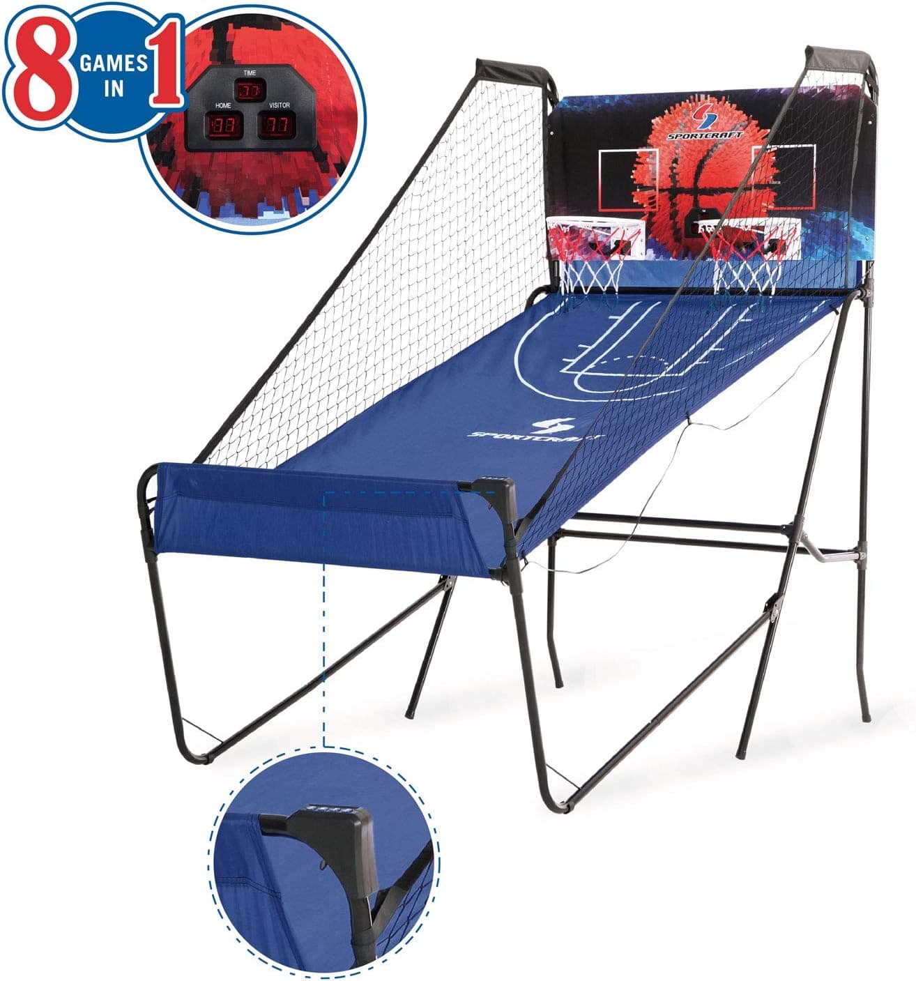 Sportcraft 10 Mins Setup/No Tools Required 2-Player Basketball Arcade Game w/ 8 Game Options