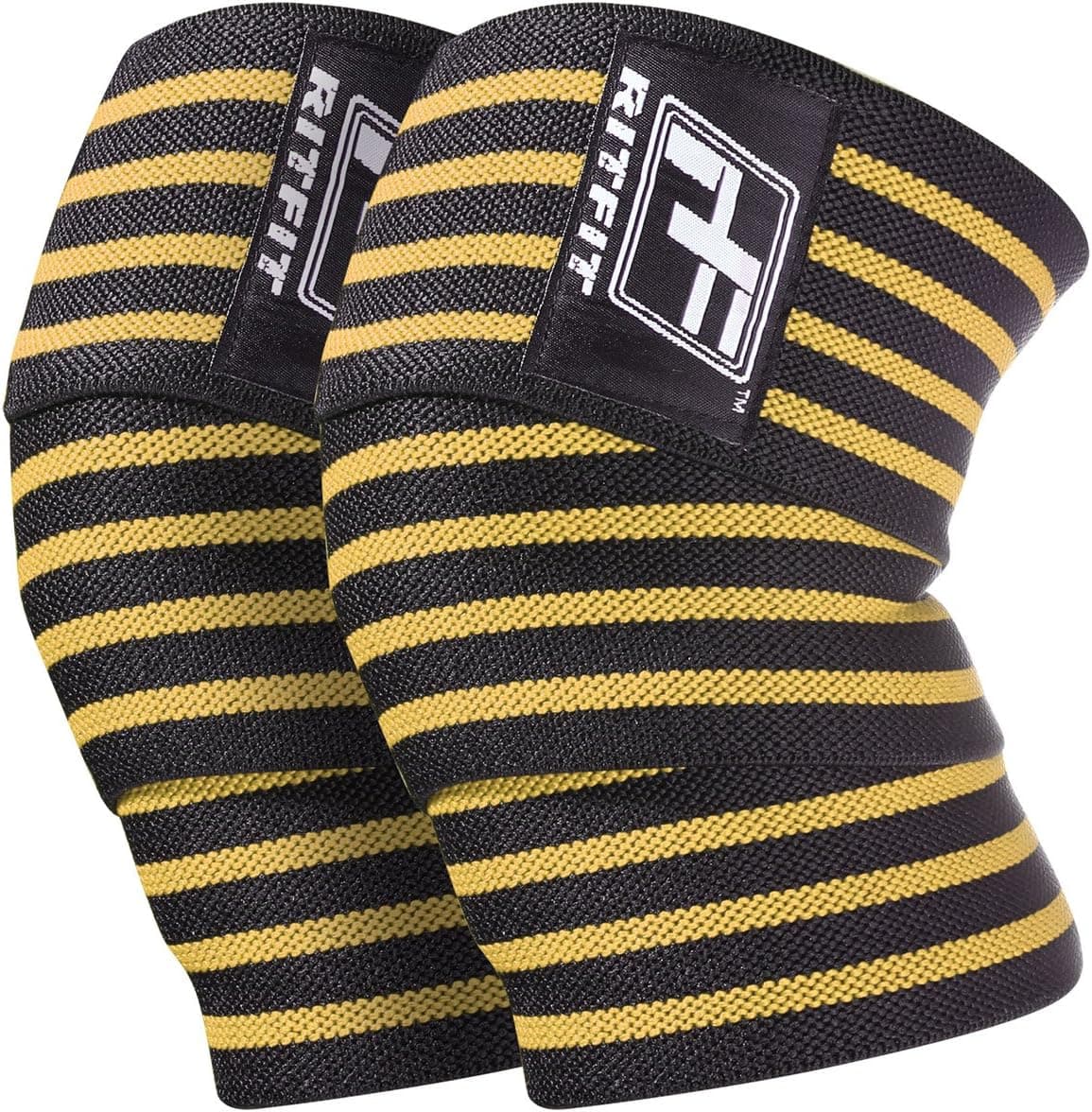 RitFit Knee Wraps (Pair) - Ideal for Squats, Powerlifting, Weightlifting, Cross Training WODs - Compression & Elastic Support - for Men & Women - Bonus Carry Case