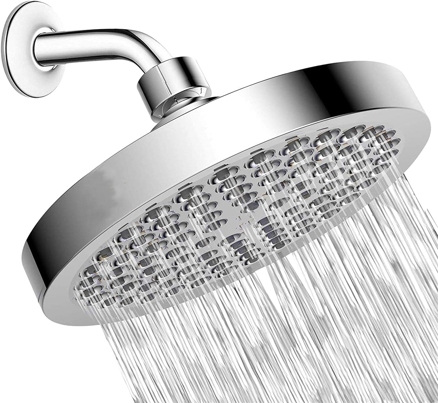 Luxury Rainfall Shower Head - High-Pressure showerhead Jets, rain shower head Ant-Clog Silicone Nozzles （6inch Chrome）