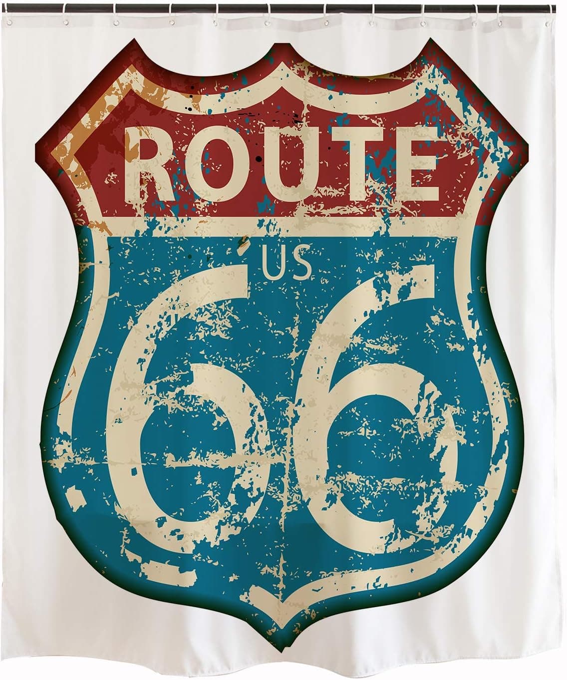 Ofat Home Route 66 Print Shower Curtain Set, US 66 Freeway American Style, Waterproof Curtains for Bathroom, Home Decor 72x72 inches, Highway Travel Lifestyle Route 66
