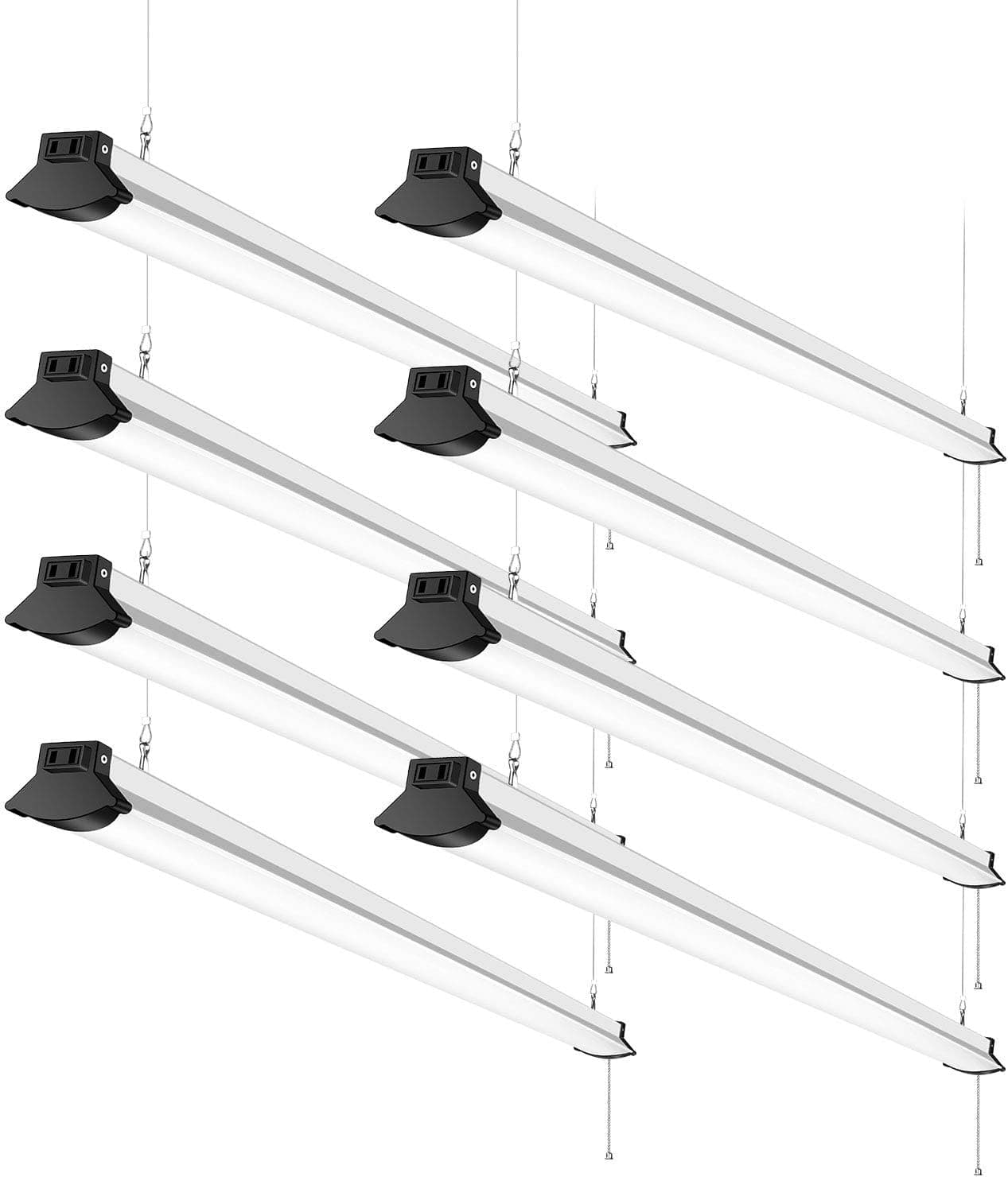 Linkable 50W LED Shop Light 4FT, 5600LM, Garage Lights 4 Foot, 5000K, FaithSail Linear Strip Ceiling Lighting, Plug and Play, on/Off Pull Chain Included, 128W Fluorescent Tube Replacement, 8 Pack