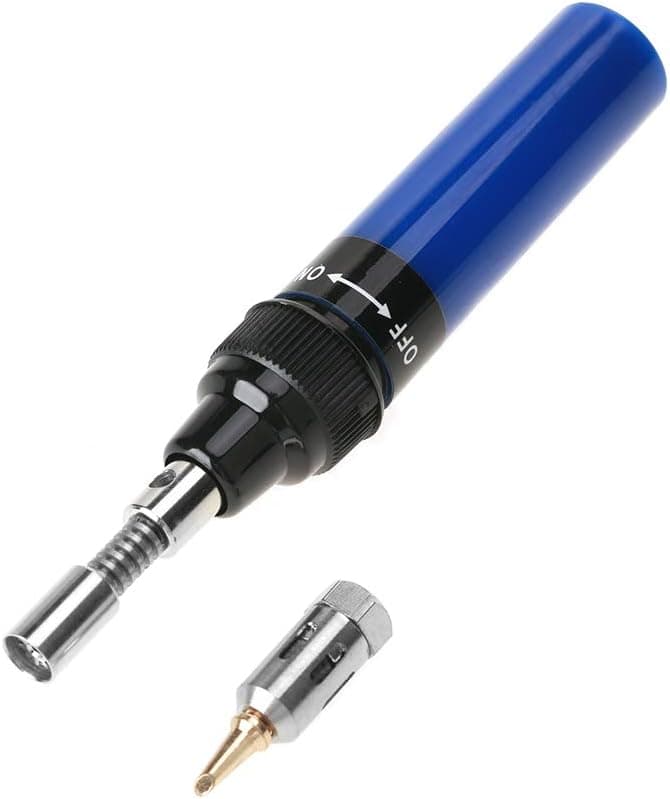 Akozon Cordless Butane Gas Blow Torch Soldering Iron Gun Welding Pen Tool 1300℃(Blue)