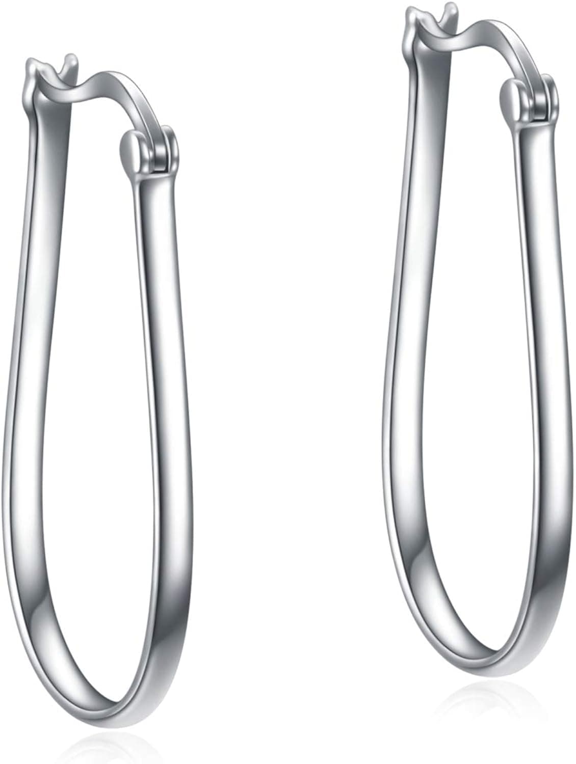 Teardrop Hoop Earrings Sterling Silver Statement Geometric Hoops Earrings for Women Girls