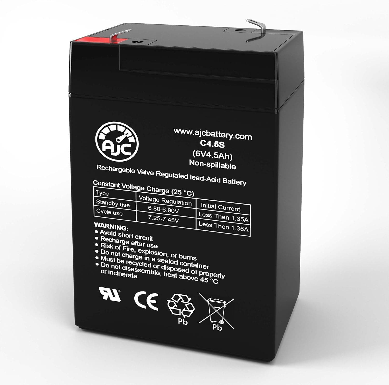Toyo 3FM4 6V 4.5Ah Sealed Lead Acid Battery - This is an AJC Brand Replacement
