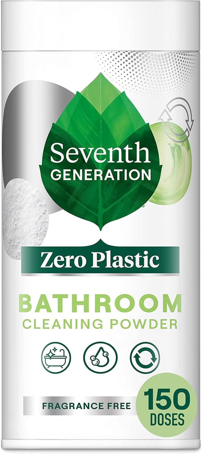 Seventh Generation Zero Plastic Bathroom Powder Cleaner Fragrance Free Water-activated formula 5.4 oz