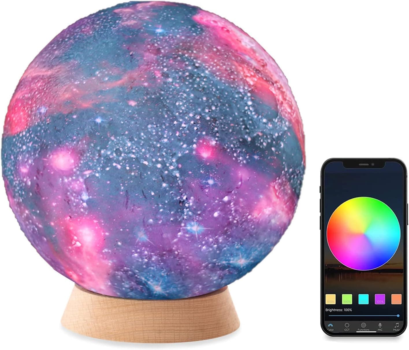 Smart LED Moon Lamp, 3 Types of control modes - Wifi / App / IR Control, 5.9 Inch Touch Night Light RGB Color Changing Led Lights, Works With Alexa and Google Home Tuya APP ( 2.4GHz WiFi Support Only)