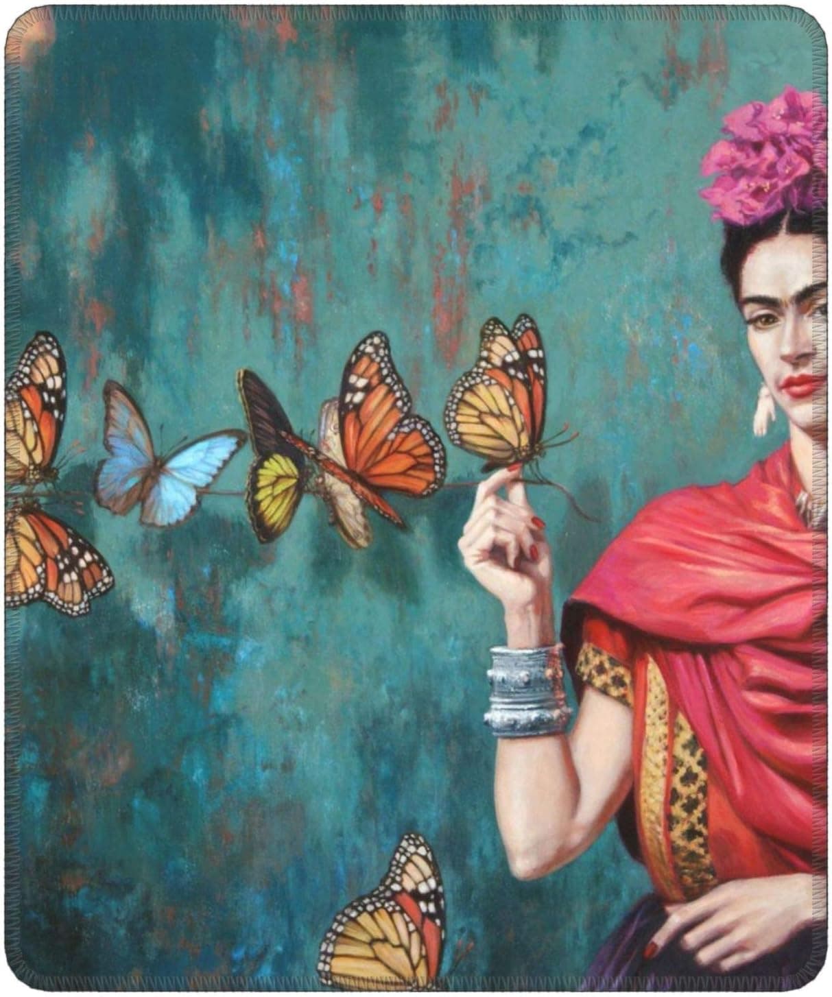 Frida Mouse Pad with Stitched Edges, Mouse Mat Mousepad with Non-Slip Base for Computer, Laptop, Office, Home