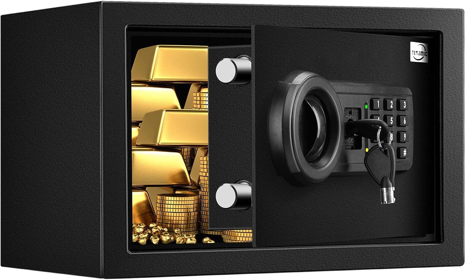 Tenamic Safe Box 0.4 Cuft Fireproof Waterproof Home Safe, Keypad Small Lock Box Cabinet Safes, Solid Alloy Steel Office Hotel Home Mini Safe, Black