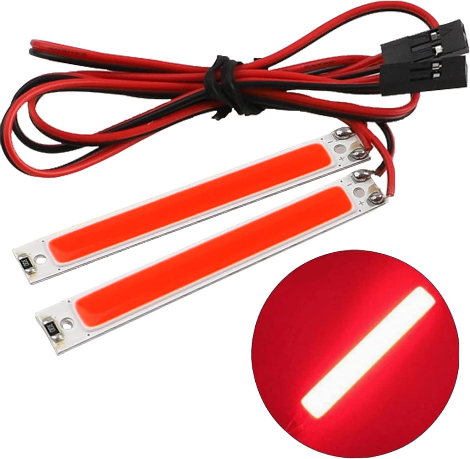 2PCS HIRCQOO 1/10 RC Car LED Chassis Lights Compatible with Traxxas TRX-4 TRX-6 Axial SCX10 II 90046 RC4WD D90 D110 1/10 RC Crawler Car Truck (Red,60x8mm)