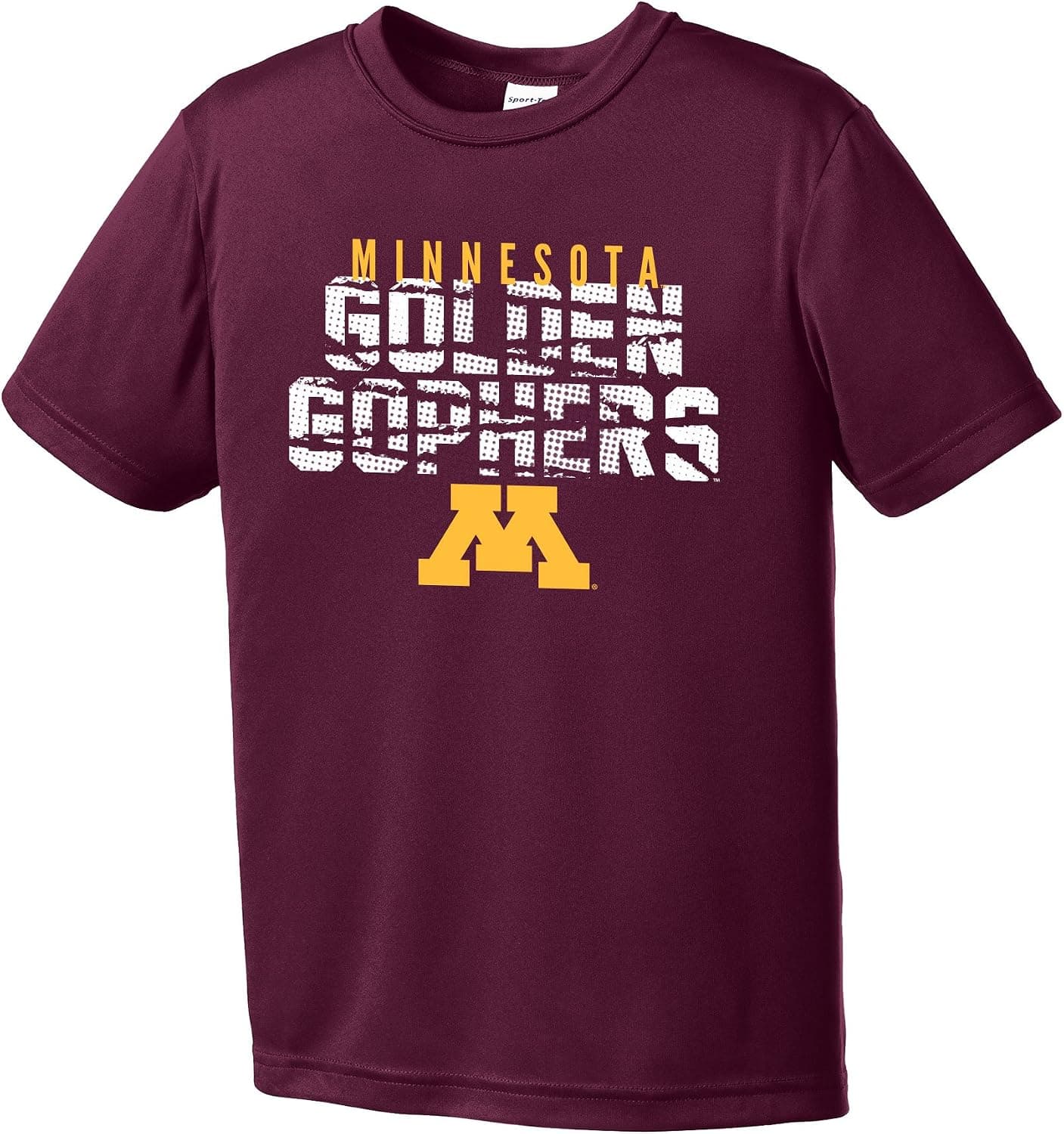 NCAA Minnesota Golden Gophers Youth Boys Destroyed Short sleeve Polyester Competitor T-Shirt, Youth X-Large,Maroon