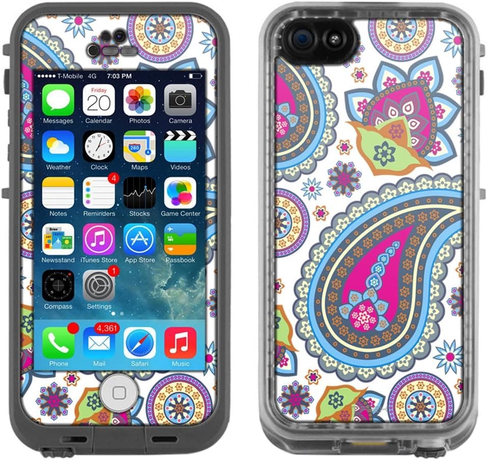 Skin Decal for LifeProof Apple iPhone 5C Case - Fun Paisleys on White