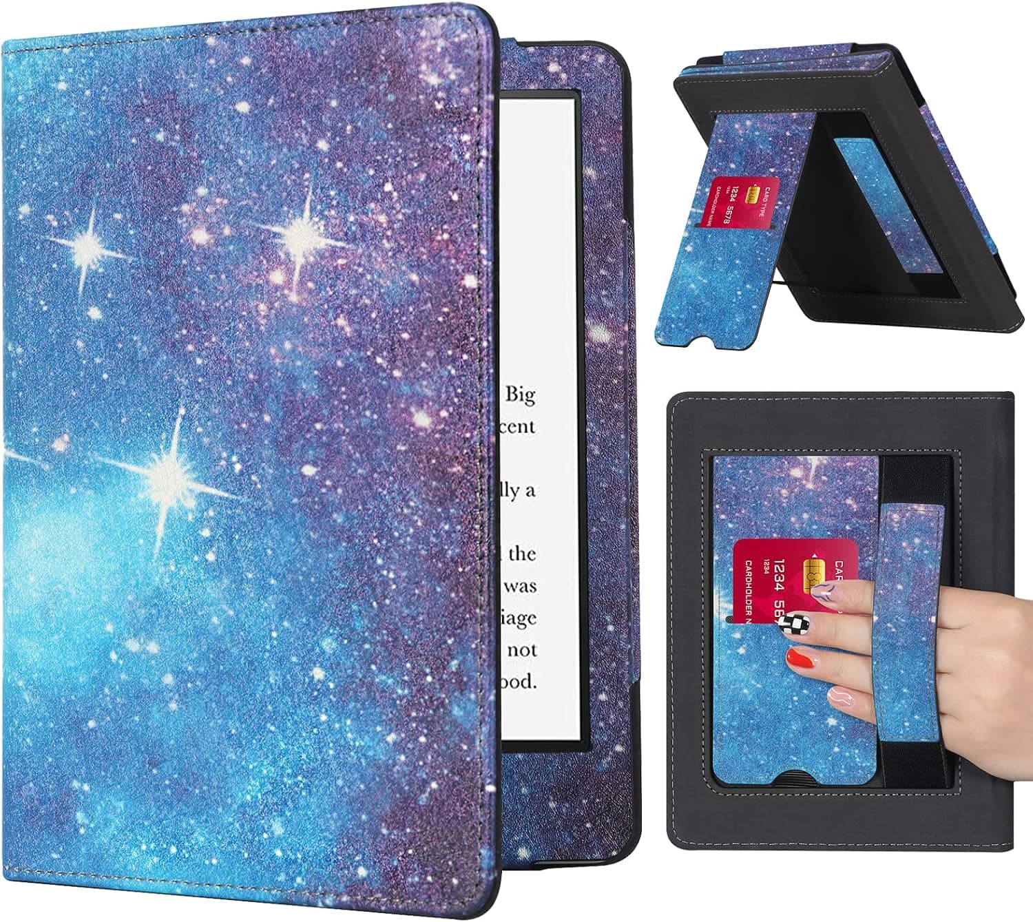 CoBak Kindle Paperwhite Case with Stand - Durable PU Leather Cover with Auto Sleep Wake, Card Slot, Hand Strap Feature - Fits Kindle Paperwhite 11th Generation 6.8" and Signature Edition 2021 Released