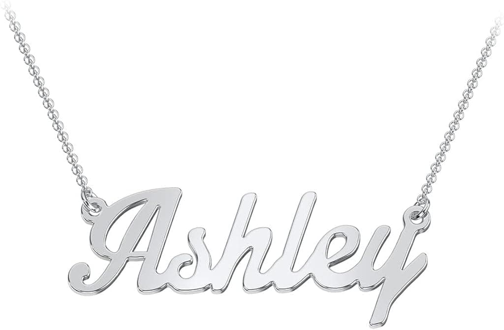TSD 10K White Gold Personalized Name Necklace with a 18" Chain in Glamorous Font by JEWLR*