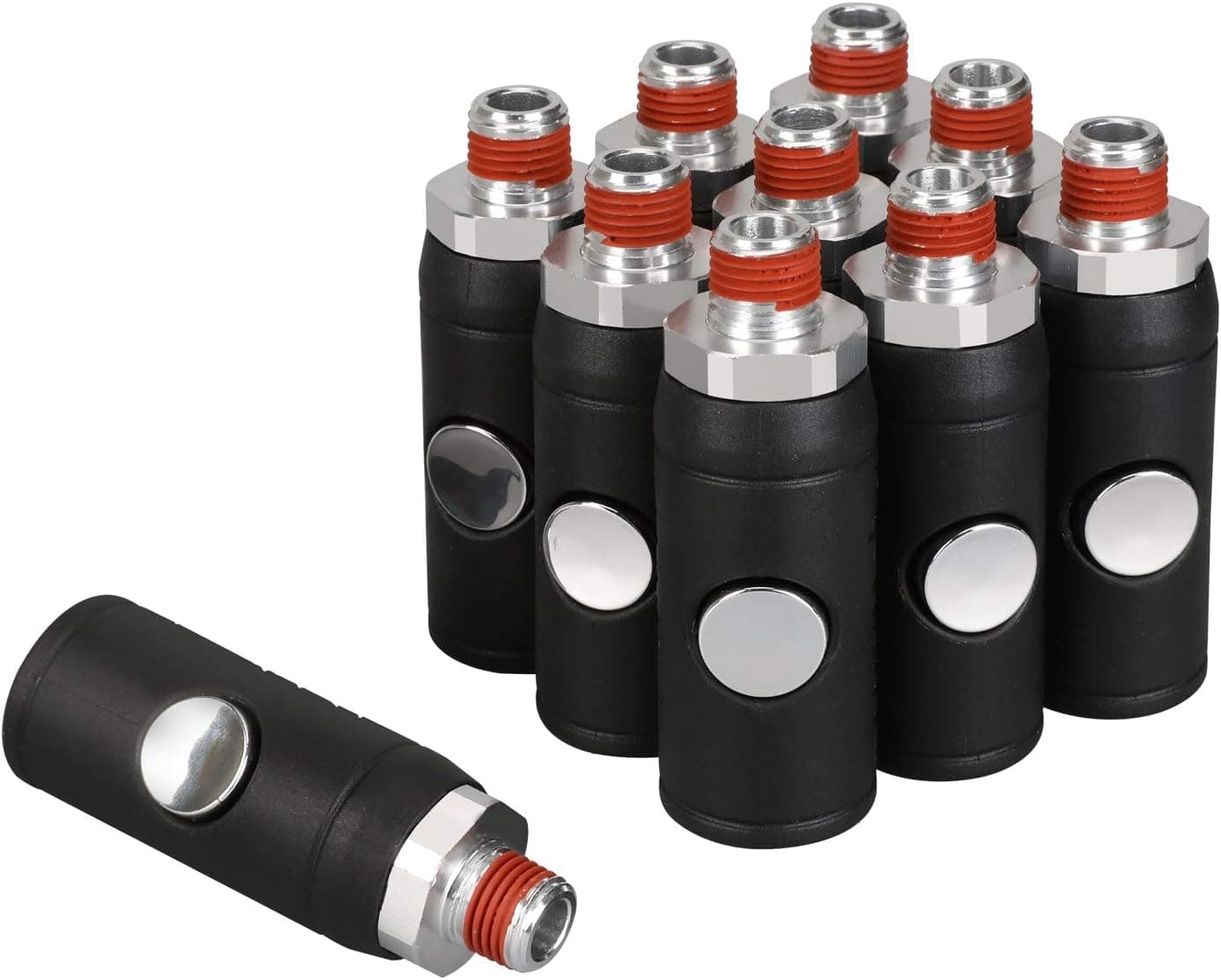 WYNNsky Air Compressor Accessories Fittings, I/M and T Style Push Button Air Coupler, 1/4''NPT Male Threads, 10 Pieces Set