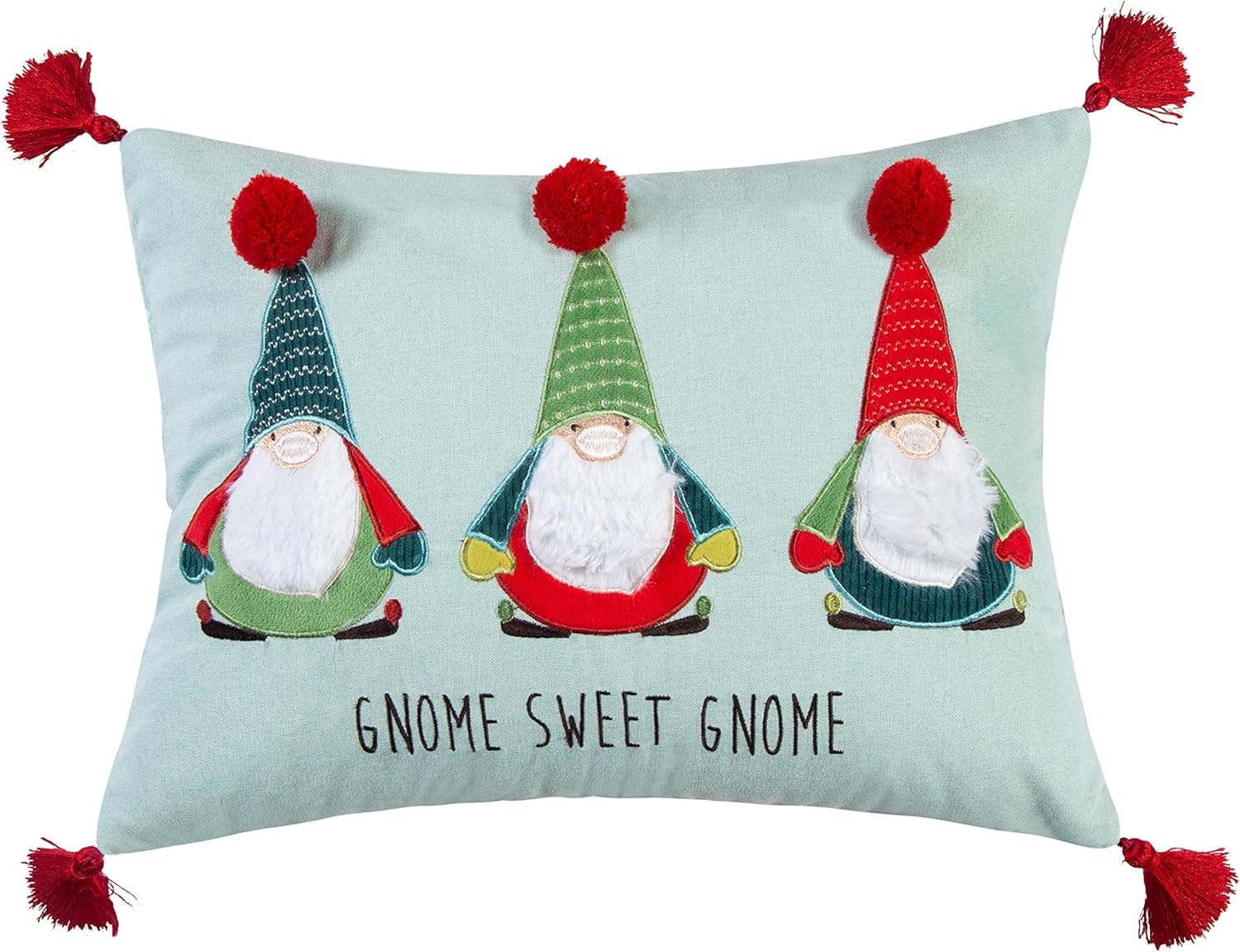 Levtex Home Merry & Bright Collecion - Gnome for The Holidays - Decorative Pillow (14x18n.) - Gnome Sweet Gnome - Reversible - Cotton/Poly