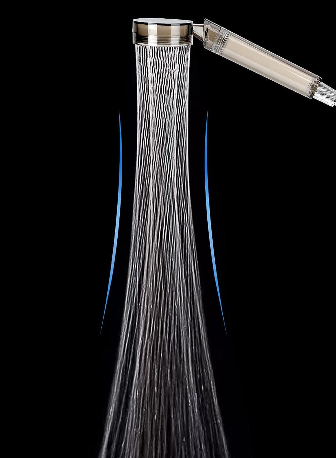 Fvorie Shower Head, High Pressure Shower Head with Triple Filtration System and Unique Waterline Effect, Water Saving Spray Handheld Showerheads for Dry Skin & Hair, Bonus Replacement PP Cotton Filter