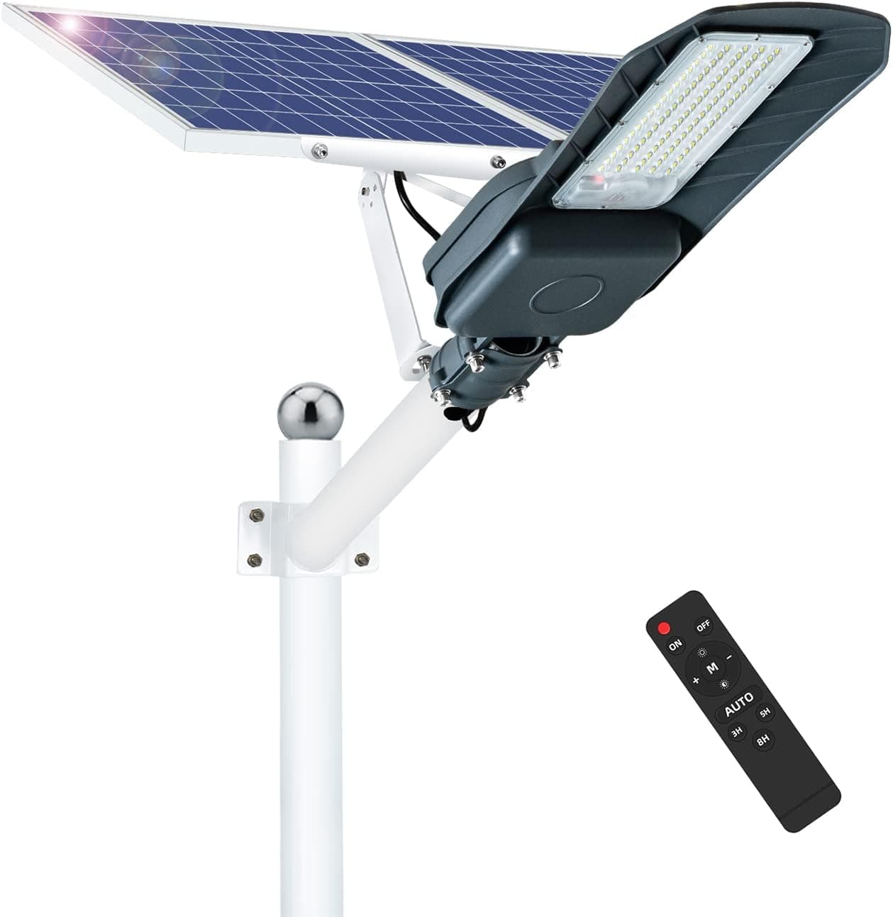 HYPOW Solar Street Light Outdoor 60000 Lumen Dusk to Dawn Solar Lights Outdoor with Remote Control,6500K Solar LED Flood Light for Parking Lot,Yard,Street,Basketball Court