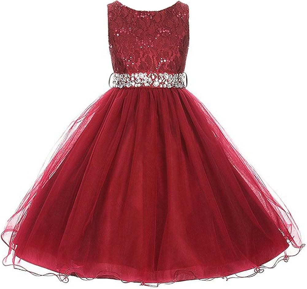 CrunchyCucumber Glitters Sequined Bodice Double Layer Tulle Rhinestones Sash