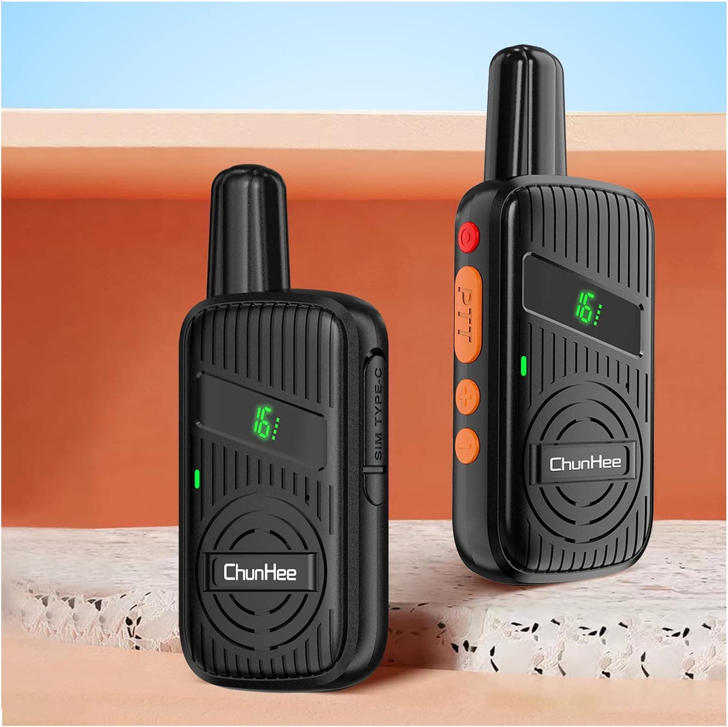 ChunHee Intercoms Wireless for Home-1.5 Mile Long Range Portable VOX Hands-Free Wireless Intercom System for Business-Room to Room Communication Elderly Intercom, 16 Channels, LCD Back-lit Display