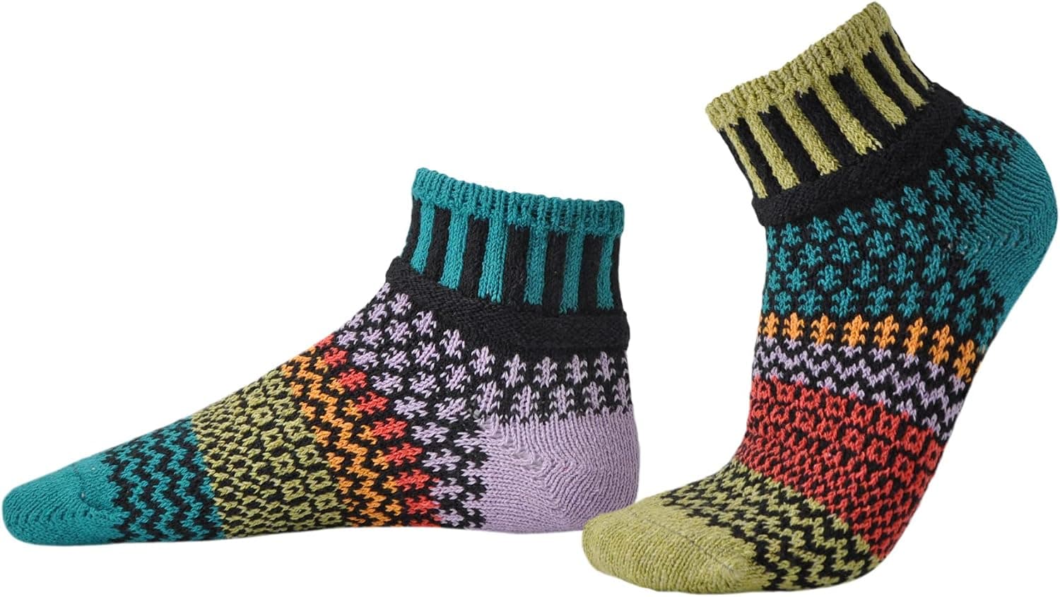 Solmate Socks Mismatched Quarter Length Socks for Women/Men, USA Made with Recycled Yarns