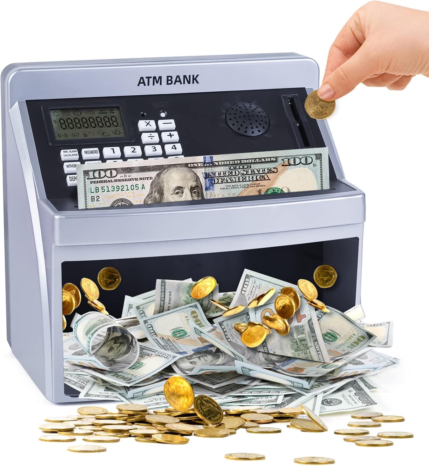 Refasy Kids Toys Money Bank,ATM Piggy Bank for Real Money Password Money Saving Box Electronic Piggy Bank for Boys Girls Adults ATM Savings Bank Birthday Gifts for Kids