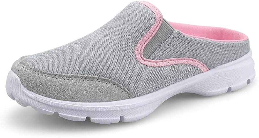 MizHome Women's Backless Walking Sneakers Summer Slip-on Mule Shoes Closed Toe Slippers