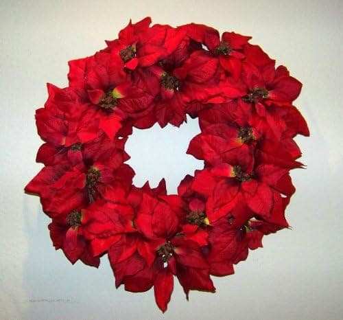 Poinsettia Silk Indoor Outdoor Christmas Wreath Holiday Decoration