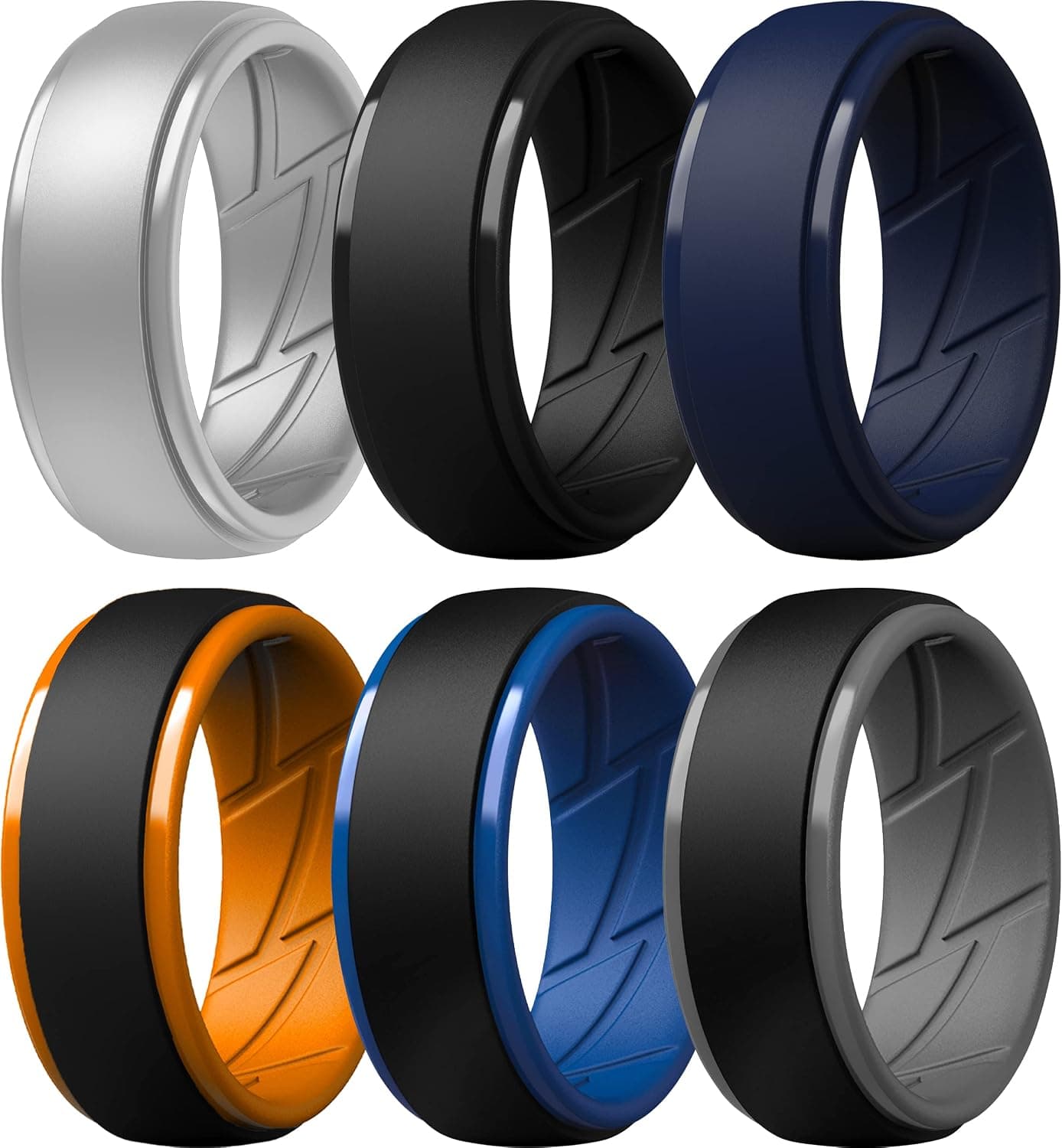 ThunderFit Silicone Ring Men, Breathable with Air Flow Grooves - 10mm Wide - 2.5mm Thick