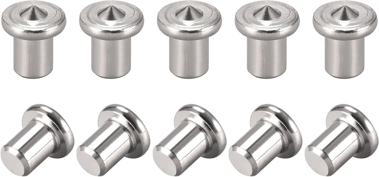 uxcell 1/4 Drill Center for Dowel and Tenon Chrome Plated Steel 6mm Woodworking Doweling Centering Transfer Plugs 10 Pcs