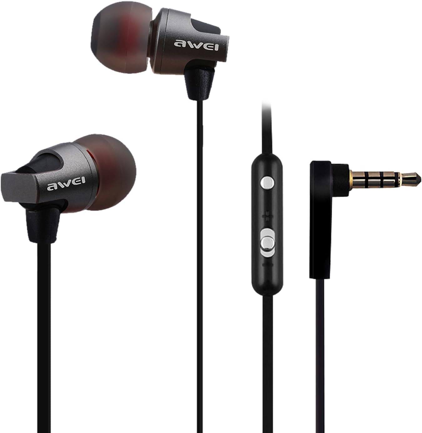 Wired Metal Earbuds Earphones with Microphone, Bass Stereo Noise Isolating Ear Buds In ear Earphones, Volume Control 3.5mm Headphones for iPhone iPod iPad Android Smartphone Tablet MP3/4 -Black