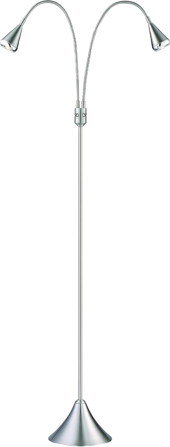 HomeFocus LED Floor Lamp,Floor Lamp for Living Room,Bedroom,Super Bright,LED 5W*2PCS,3000K Warm White,Metal,Satin Nickel
