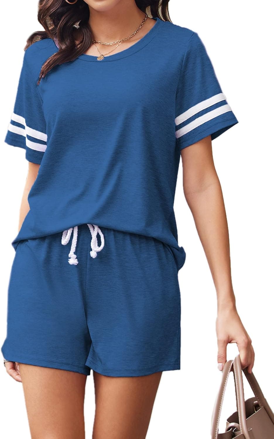 Hotouch Womens Pajamas Set Short Sleeve Top and Shorts 2 Piece Pjs Soft Loungewear Tracksuits Outfit with Pockets