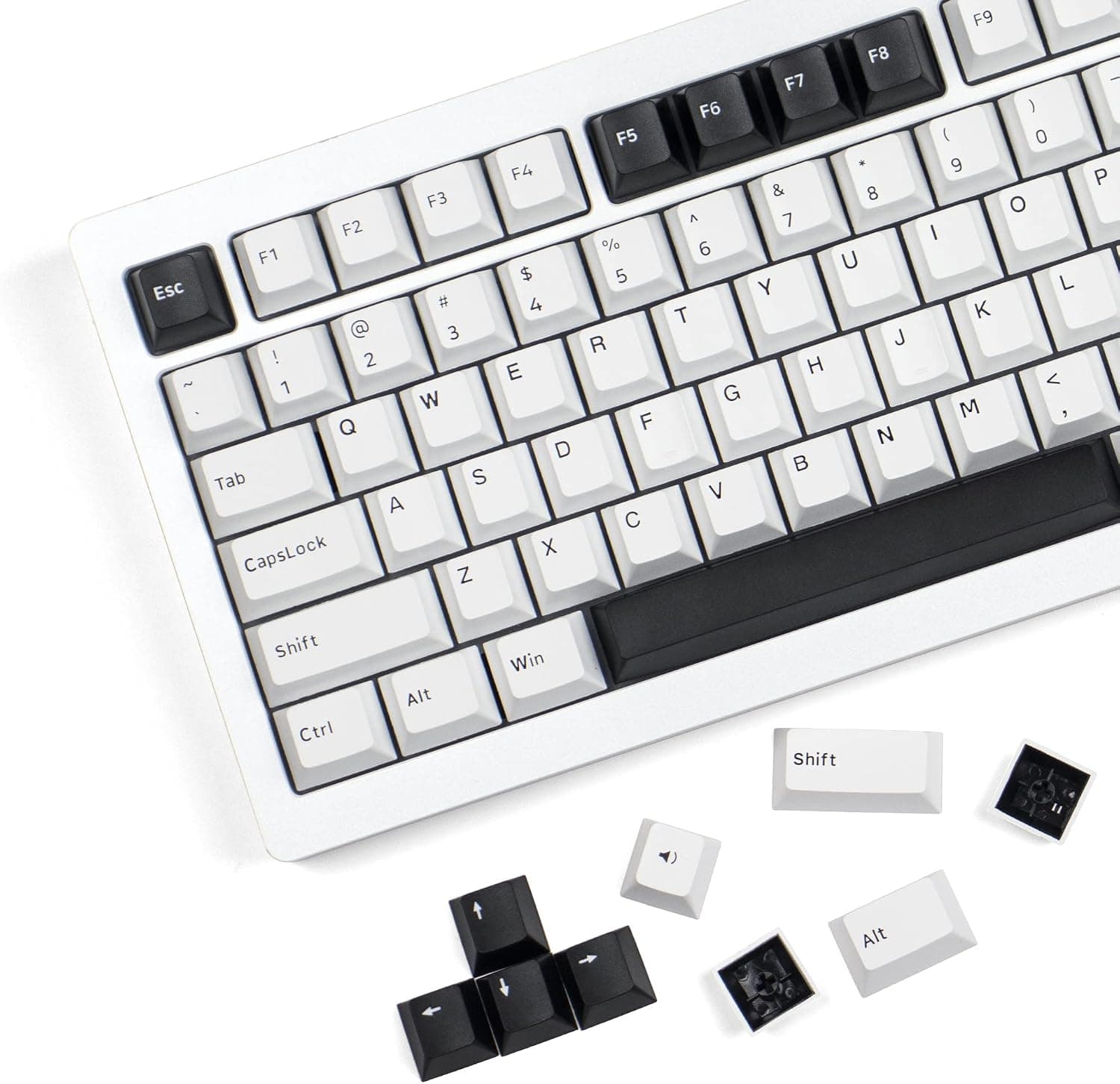 Bow Keycaps 168 Keys, Minimalist Style Black on White Keycaps, Double Shot PBT Custom Keycap Set, Cherry Profile Keyboard Keycaps for Cherry Gateron MX Switches Mechanical Keyboard
