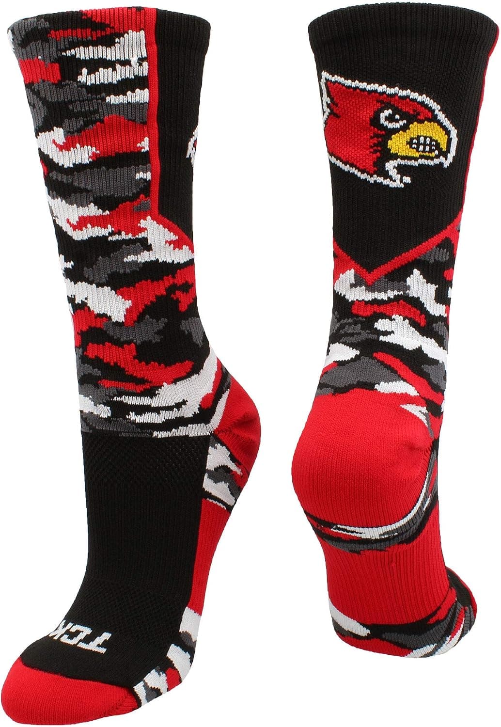 TCK Louisville Cardinals Socks Woodland Camo Crew