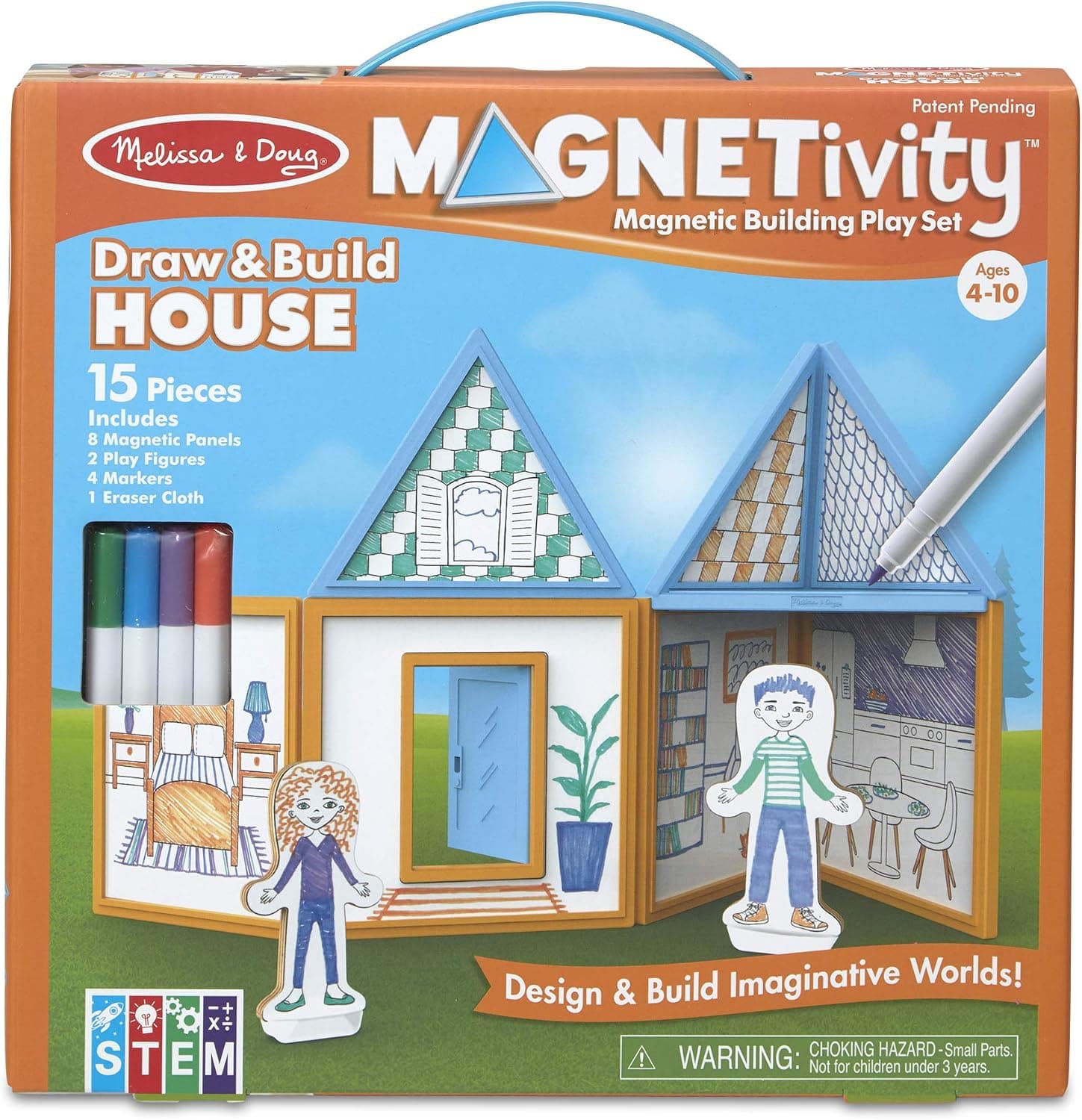 Melissa & Doug Magnetivity Building Play Set – Draw & Build House