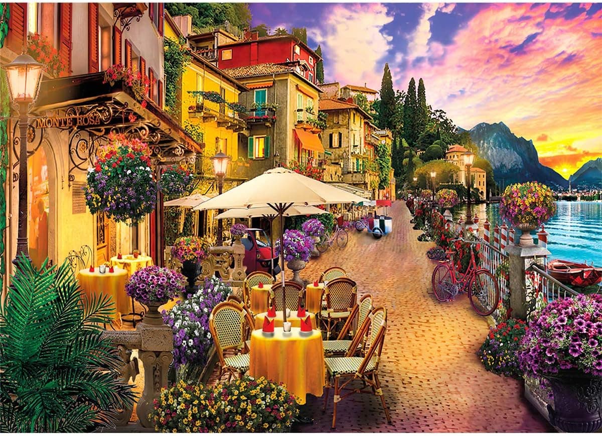 Puzzles for Adults 1000 Piece Jigsaw Puzzles 1000 Pieces for Adults Italy Lake Como Small Town Puzzle Educational Games Home Decoration Puzzle (27.56" x 19.69")