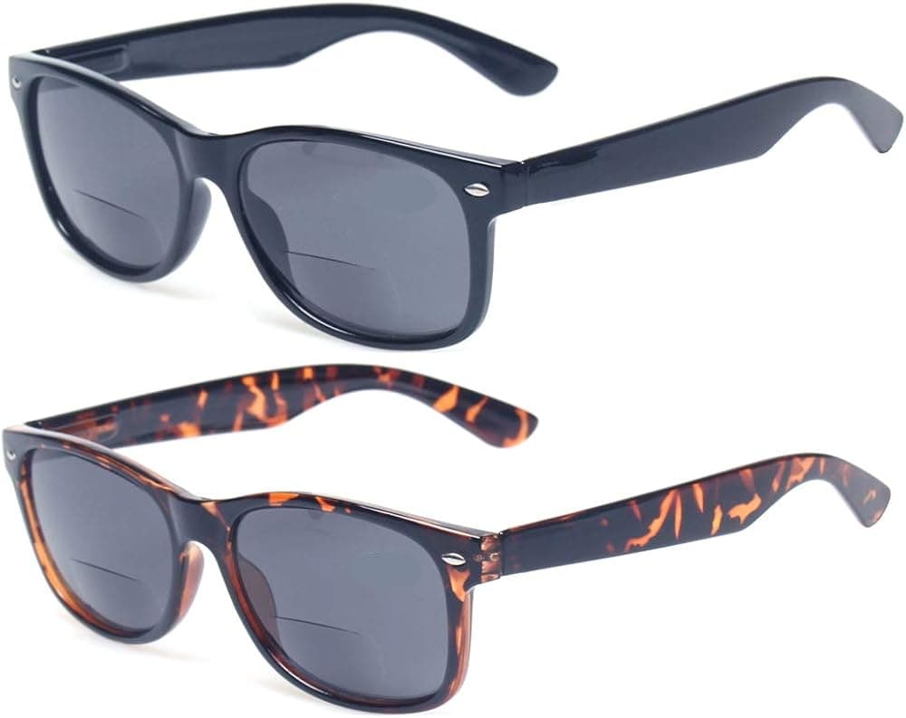 Kerecsen Bifocal Reading Glasses Grey Lens Spring Hinge Plastic Outdoor Sunglasses