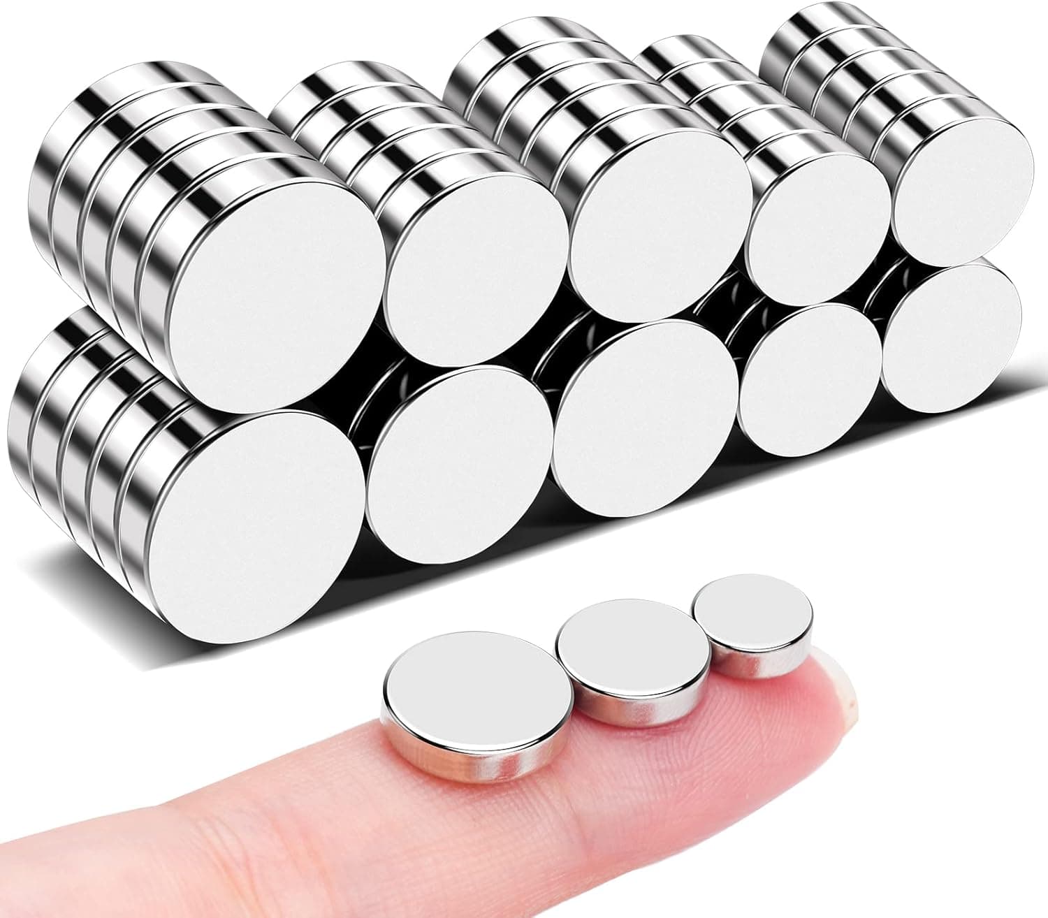 VSKIZ Fridge Magnets, 3 Different Size Small Magnets, 50Pcs Tiny Circle Rare Earth Magnets Strong Neodymium Magnets for Whiteboard, Small Refrigerator Magnets for Crafts, DIY, Office Magnets