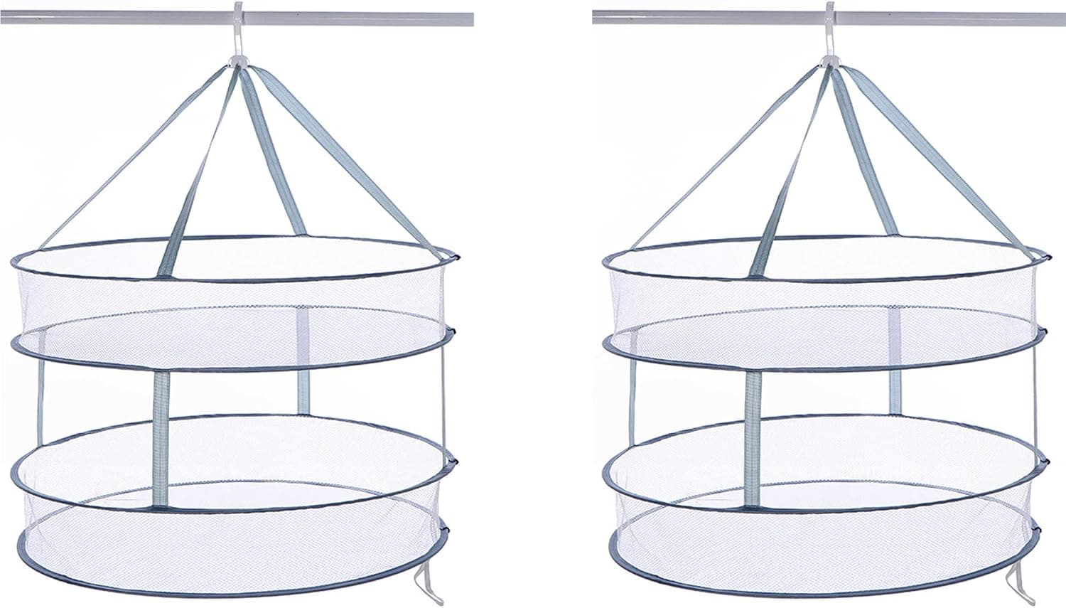 NONGSHAR Sweater Hanging Dryer, 2 Tier Folding Drying Rack, Lay Flat to Dry Mesh Clothes Hanger for Sweater, Delicates and Swimsuit, Outdoor, Indoor, Potable (2 Tier-2 Pack, Grey)
