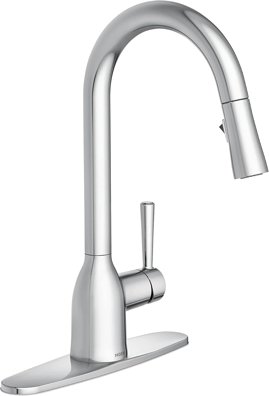 Moen Adler Chrome One-Handle High Arc Kitchen Sink Faucet with Power Clean, Modern Kitchen Faucet with Pull Down Sprayer for Commercial, RV, or Bar, 87233