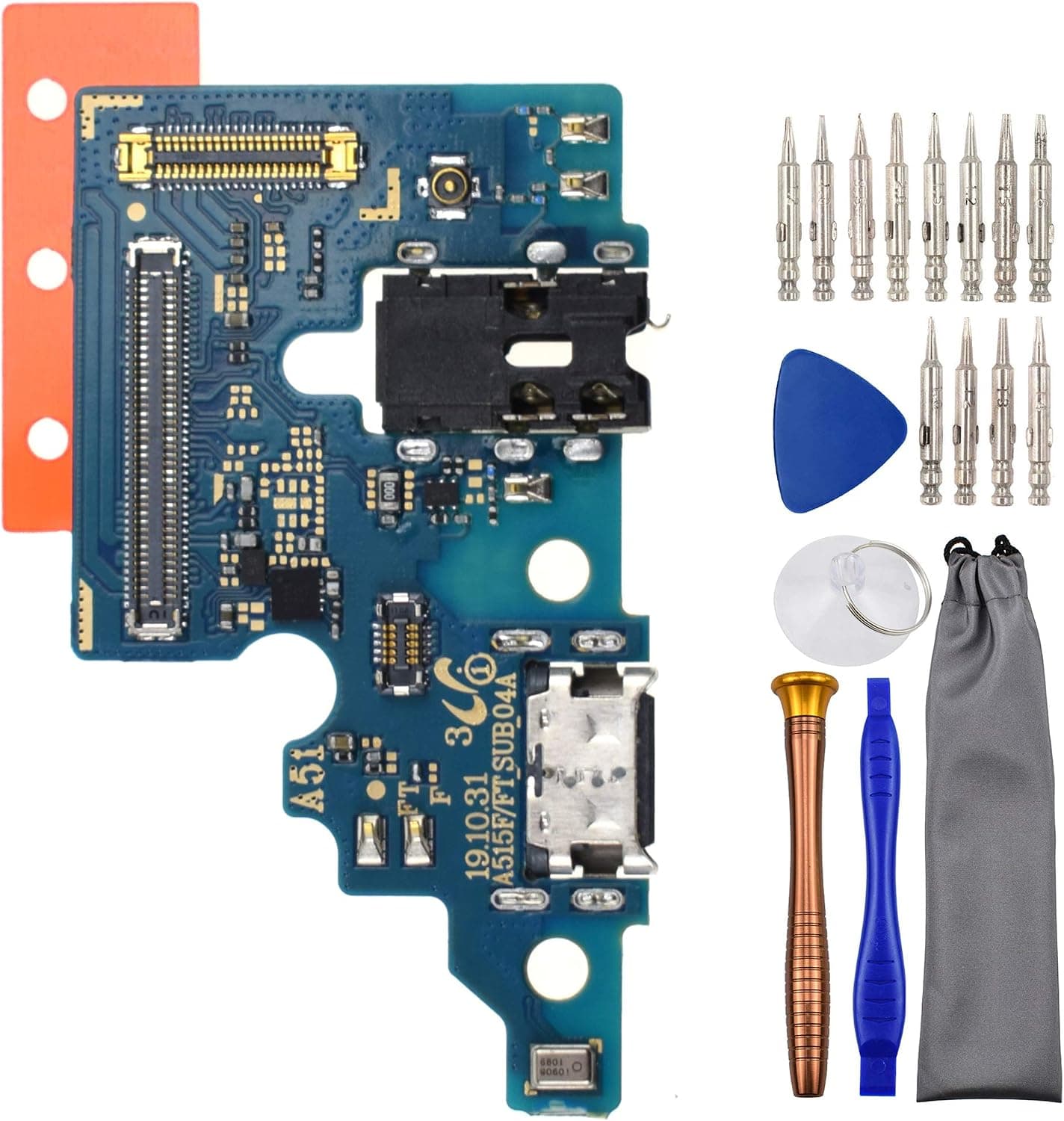 Sunways USB Charger Port Repair Kit with Microphone and Headphone Jack Replacement for Samsung Galaxy A51 SM-A515F SM-A515FT