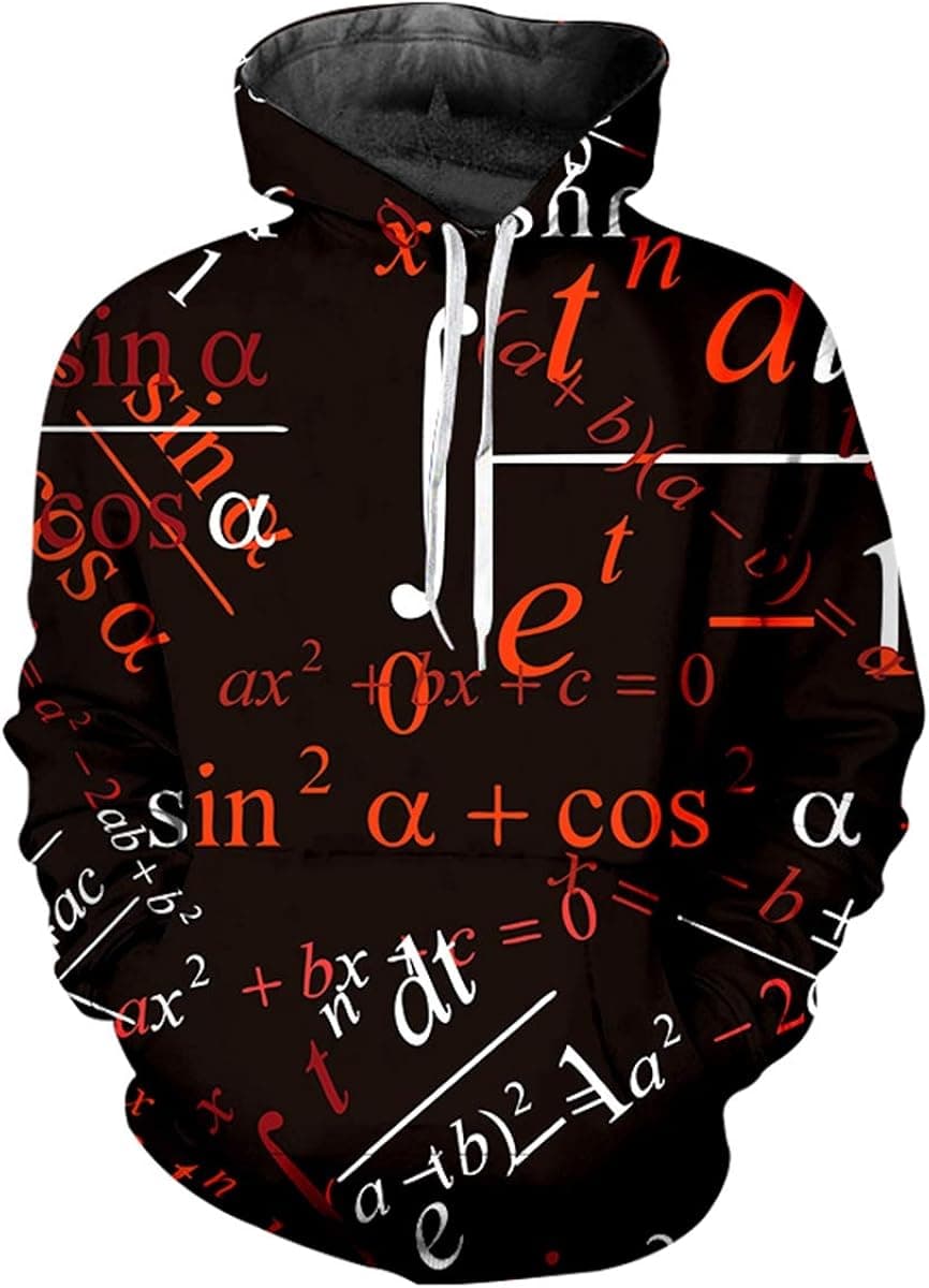 pinata Math Print Pullover Hoodie Men 3D Printed Hooded Sweatshirt Casual Pockets